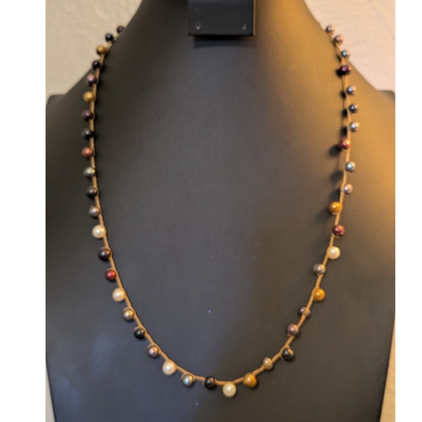 Hand-Crocheted Collection Of Multi-Color Natural Pearls W Crystal Bauble Clasp 99$